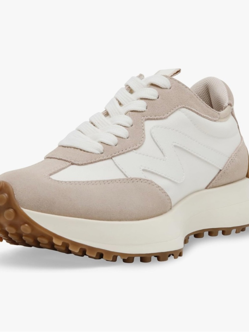 Steve Madden Neutral Suede & Leather Platform Sneaker - White/Tan